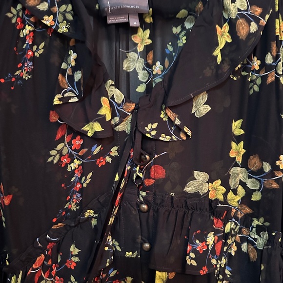 Anthropologie Black Pleated Tunic with Mandarin Collar - Picture 5 of 5